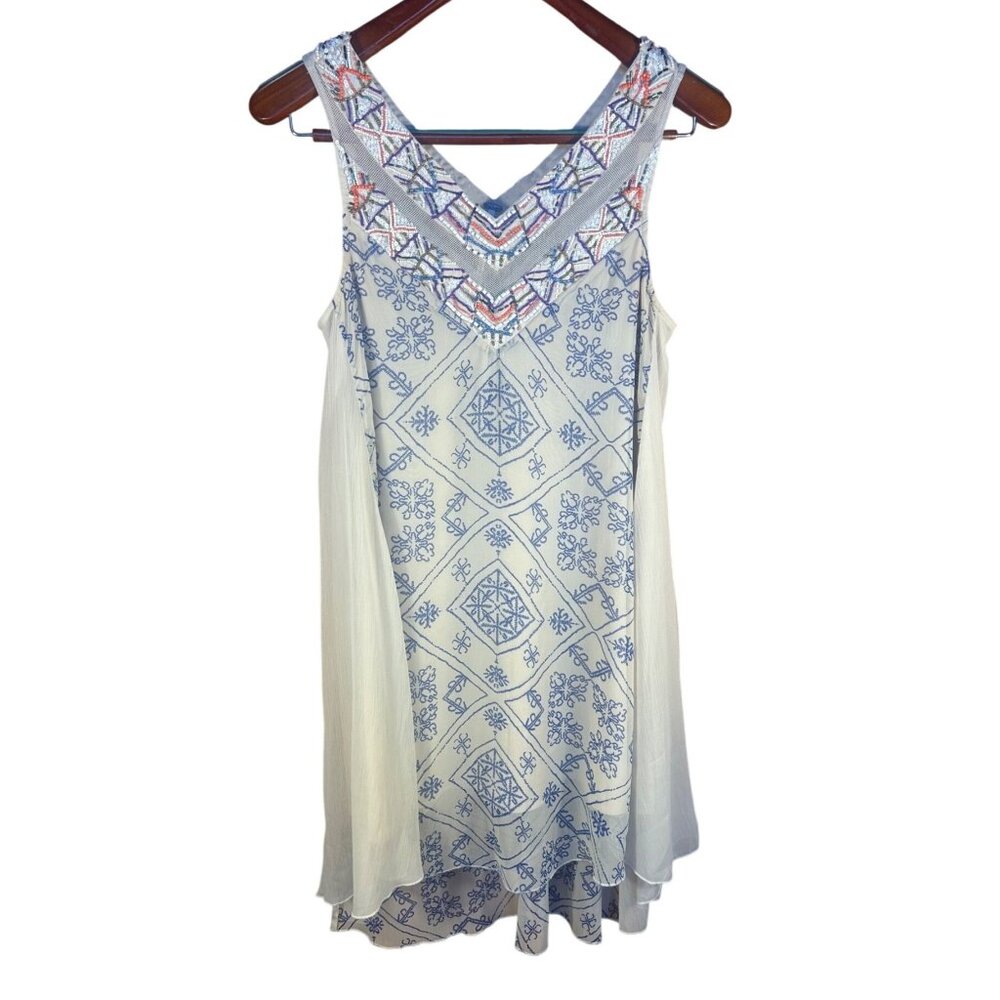 Free People Dress XS Boho Beaded Festival Southwest Print